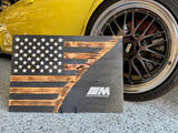BMW Bespoke Hand Made Patriotic Wooden Flag for your Man-Cave or Office!