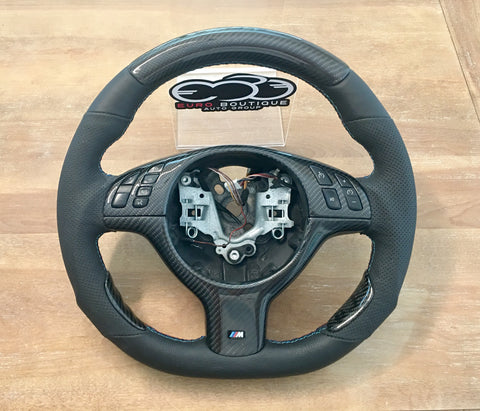 BMW E46 M3 Flat Bottom Carbon Fiber upgraded Premium Steering Wheel