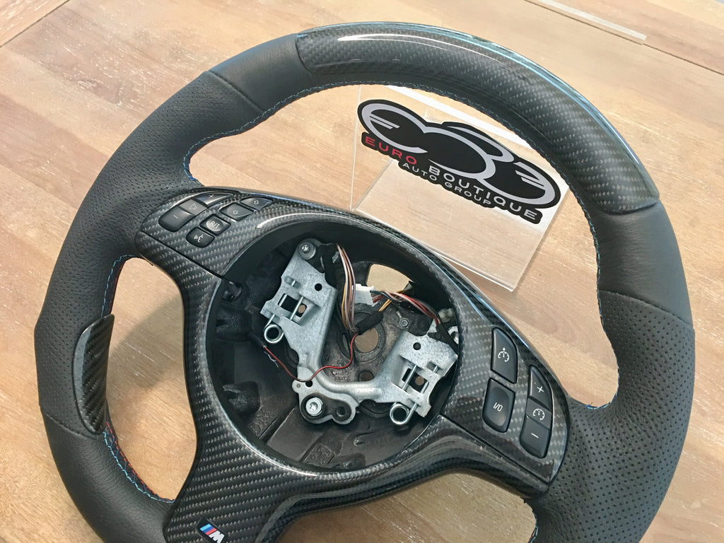 BMW E46 M3 Flat Bottom Carbon Fiber upgraded Premium Steering Wheel ...